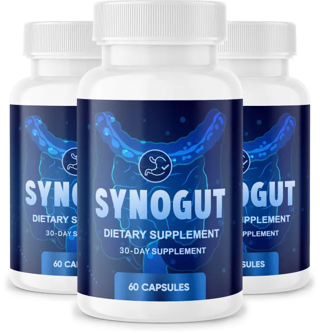 SynoGut three-bottle package Three SynoGut supplement bottles